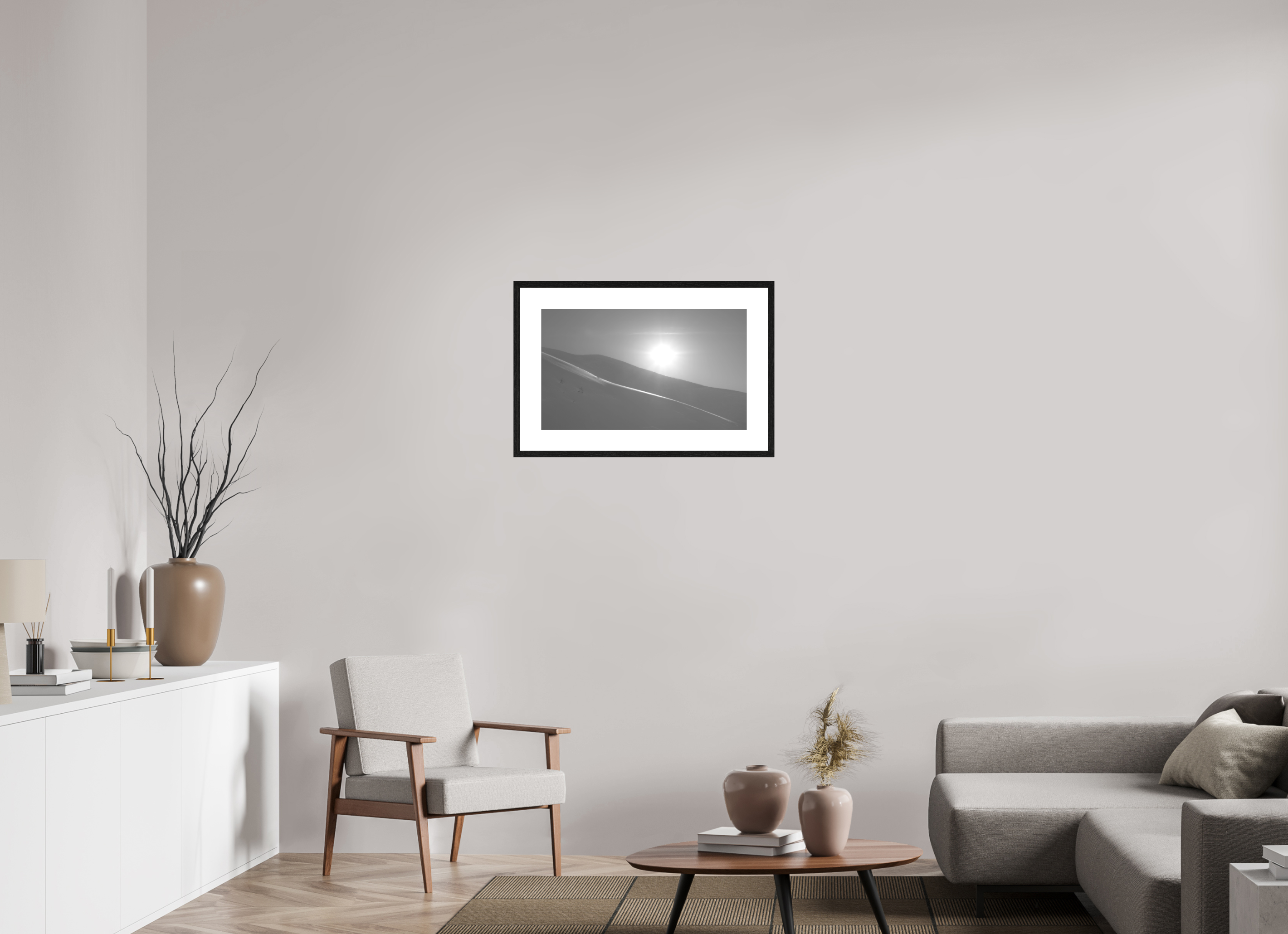 67,3 x 40 cm, Framed Passepartout (Hahnemühle Photo Rag Baryta) Nebelhorn NEW