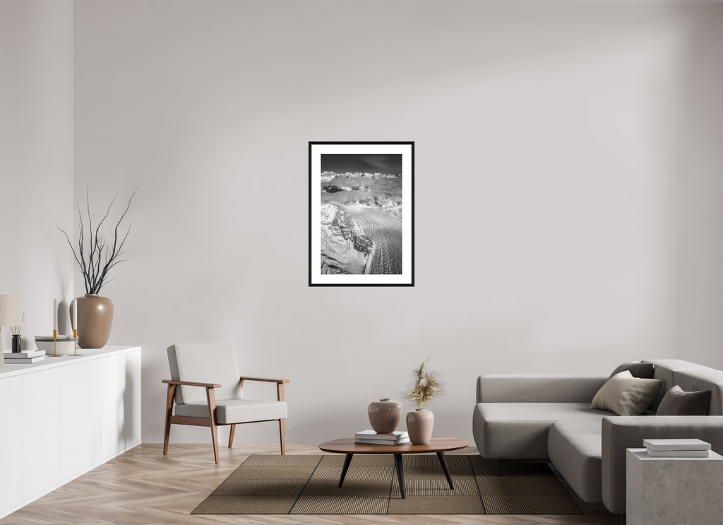60 x 88,3 cm, Framed Passepartout (Hahnemühle Photo Rag Baryta) Denali's Muldrow Glacier NEW
