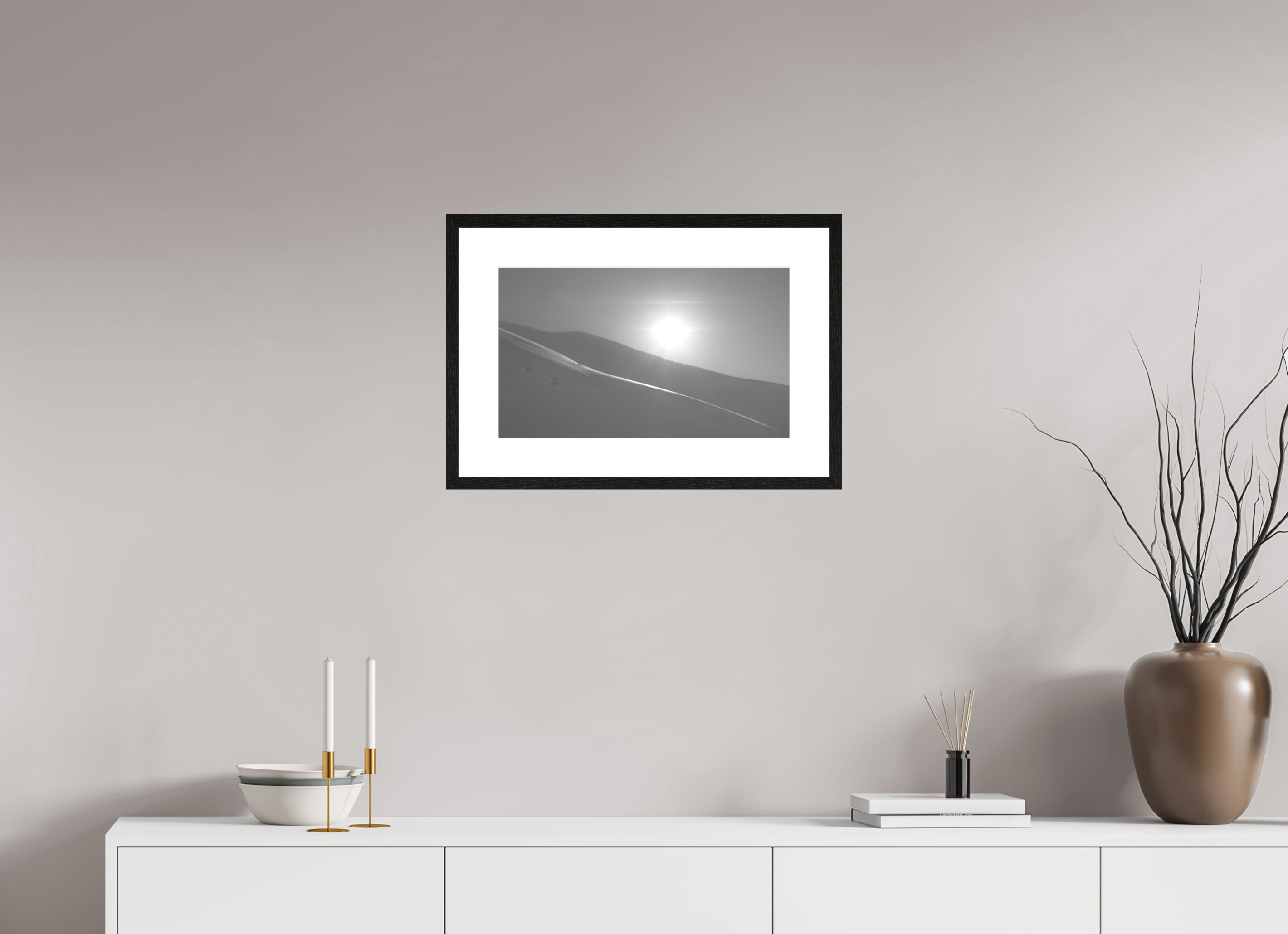 50,5 x 30 cm, Framed Passepartout (Hahnemühle Photo Rag Baryta) Nebelhorn NEW