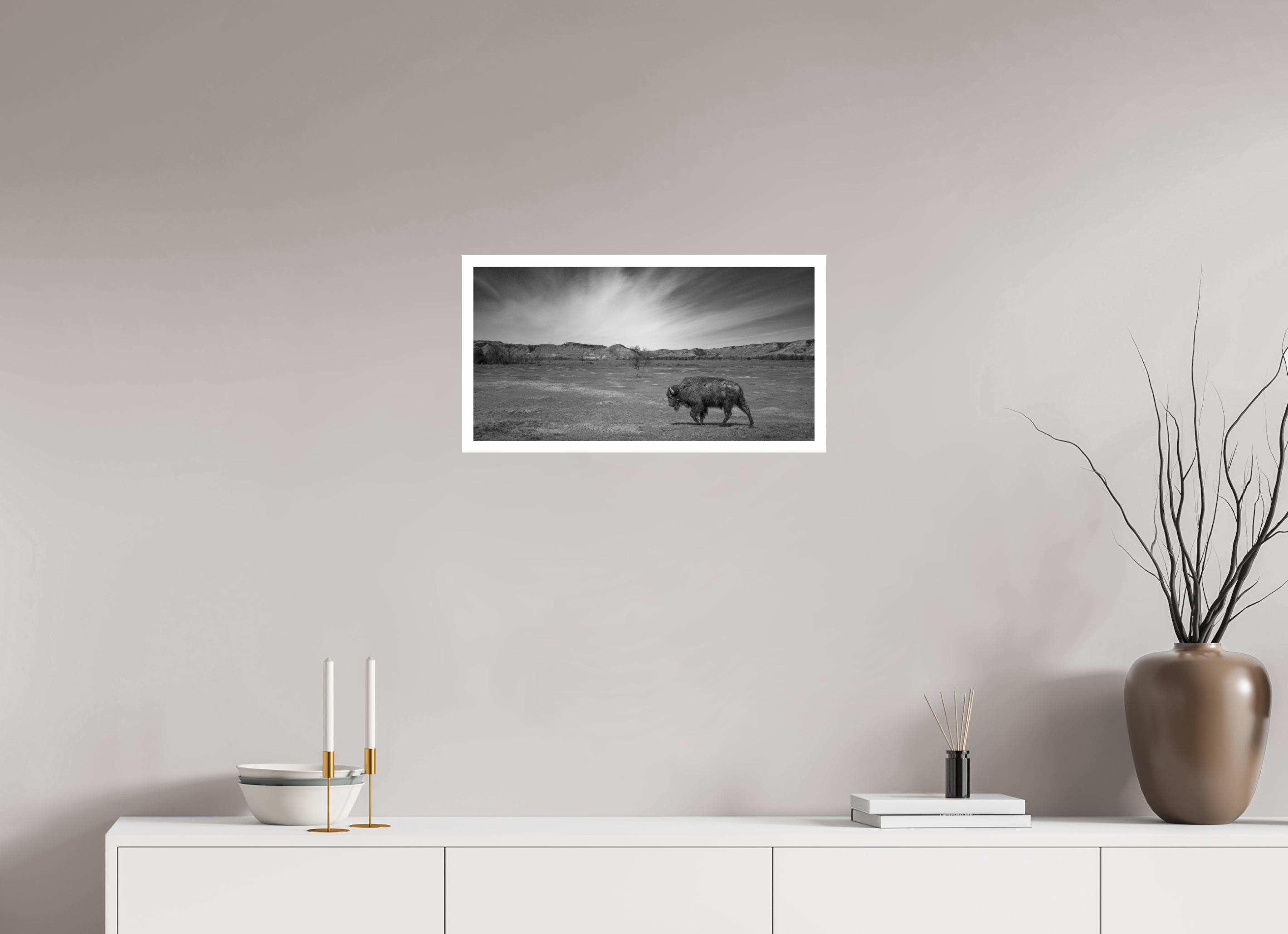 58,8 x 30 cm, Unframed (Hahnemühle Photo Rag Baryta) Traveling Prairie Bison NEW