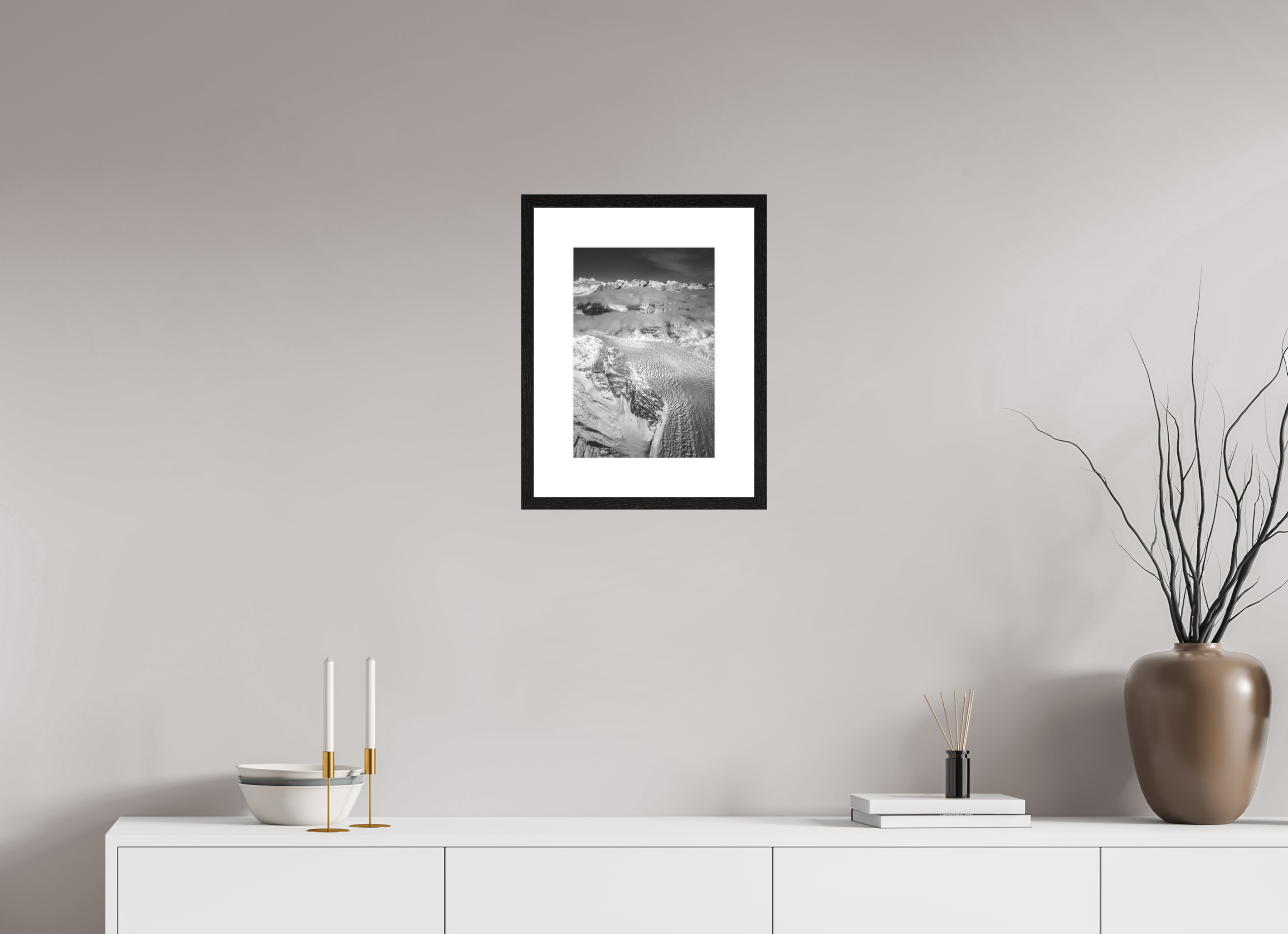 25 x 36,8 cm, Framed Passepartout (Hahnemühle Photo Rag Baryta) Denali's Muldrow Glacier NEW
