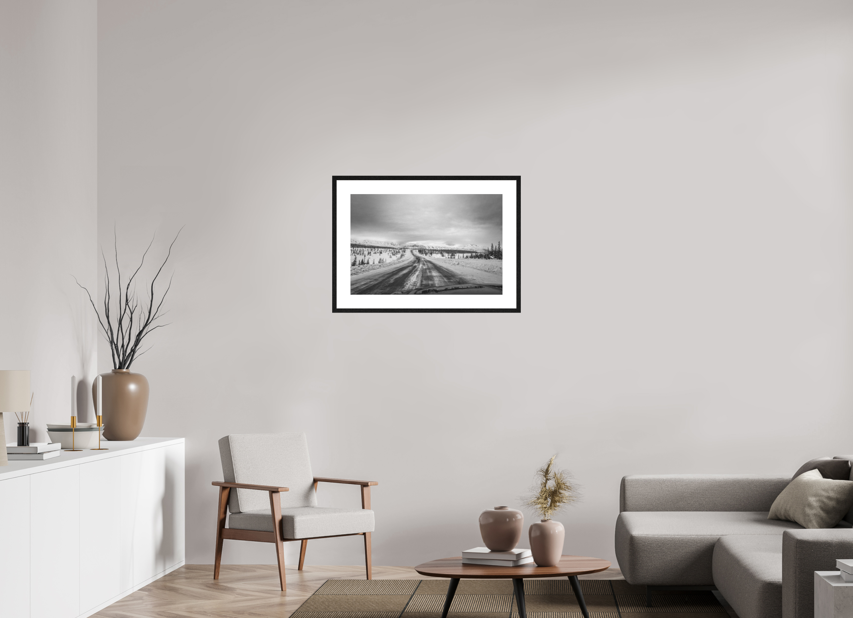 75 x 50 cm, Framed Passepartout (Hahnemühle Photo Rag Baryta) George Parks Highway NEW